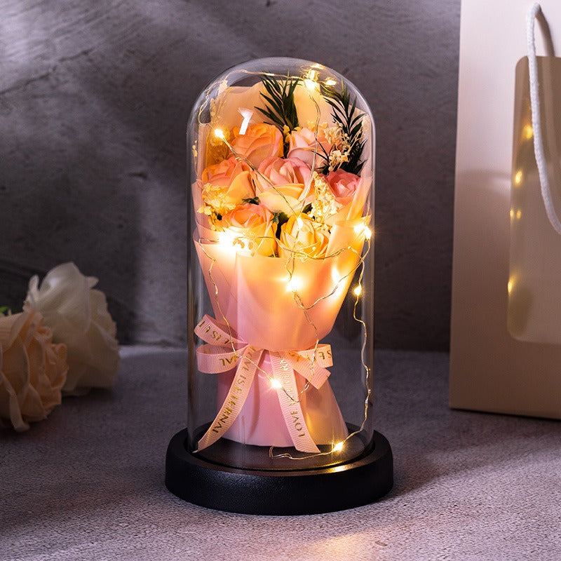 Forever LED Rose Bouquet in Acrylic Dome โ Perfect Romantic Gift & Decor