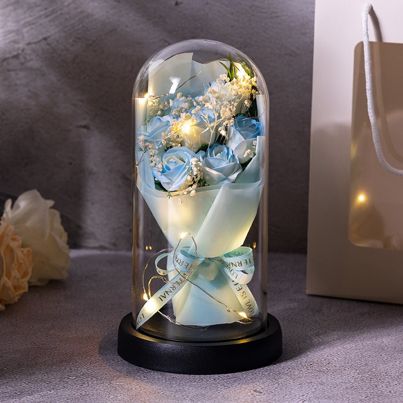 Forever LED Rose Bouquet in Acrylic Dome โ Perfect Romantic Gift & Decor