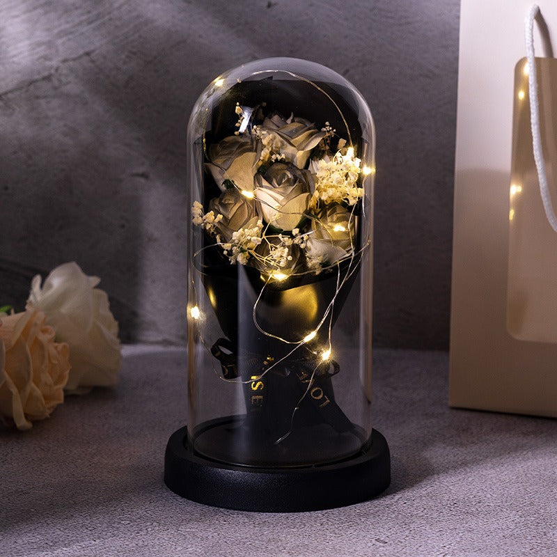 Forever LED Rose Bouquet in Acrylic Dome โ Perfect Romantic Gift & Decor
