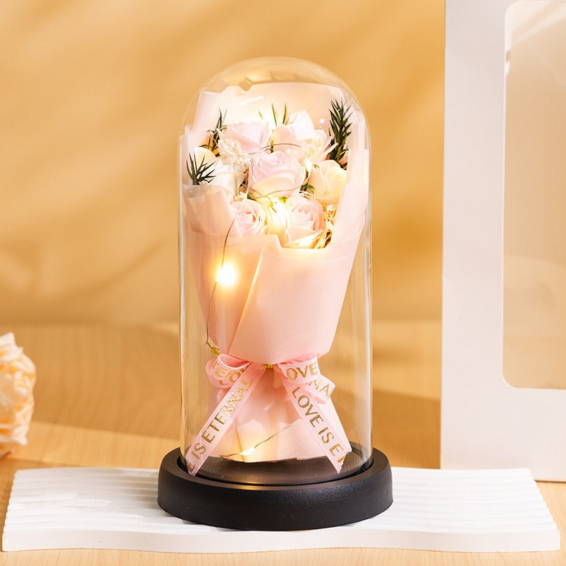 Forever LED Rose Bouquet in Acrylic Dome โ Perfect Romantic Gift & Decor