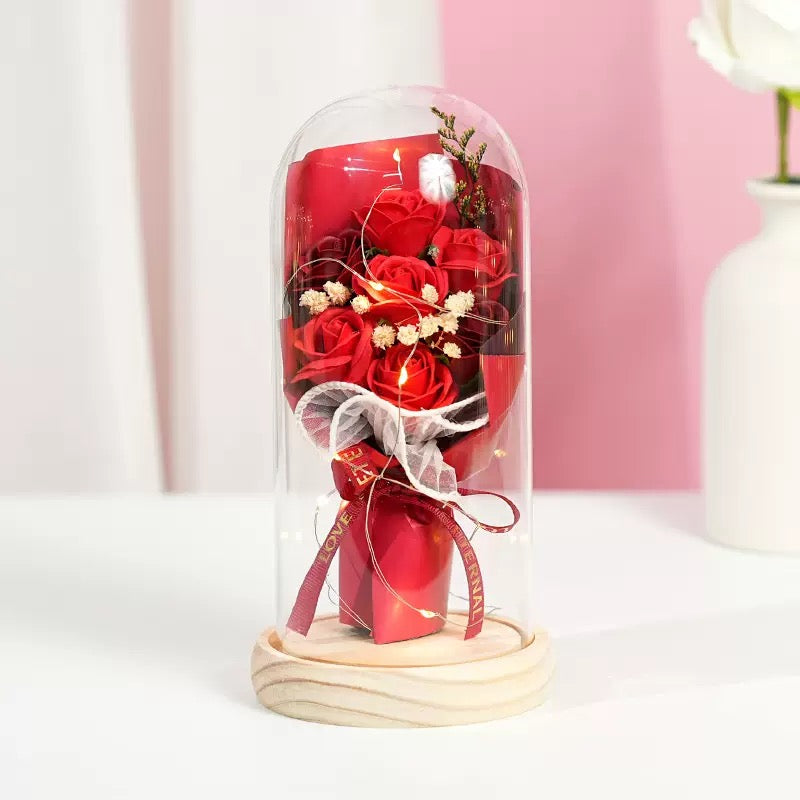 Rose LED Glass Dome Bouquet 🌹