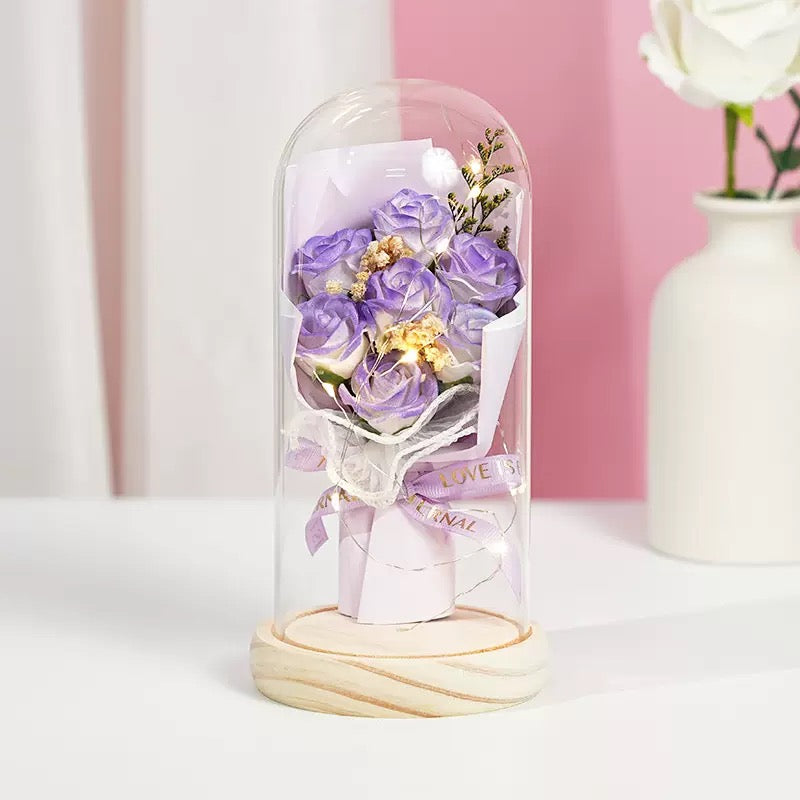 Rose LED Glass Dome Bouquet 🌹