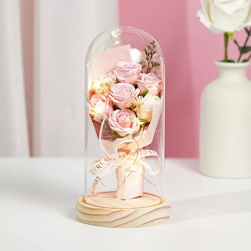 Rose LED Glass Dome Bouquet 🌹