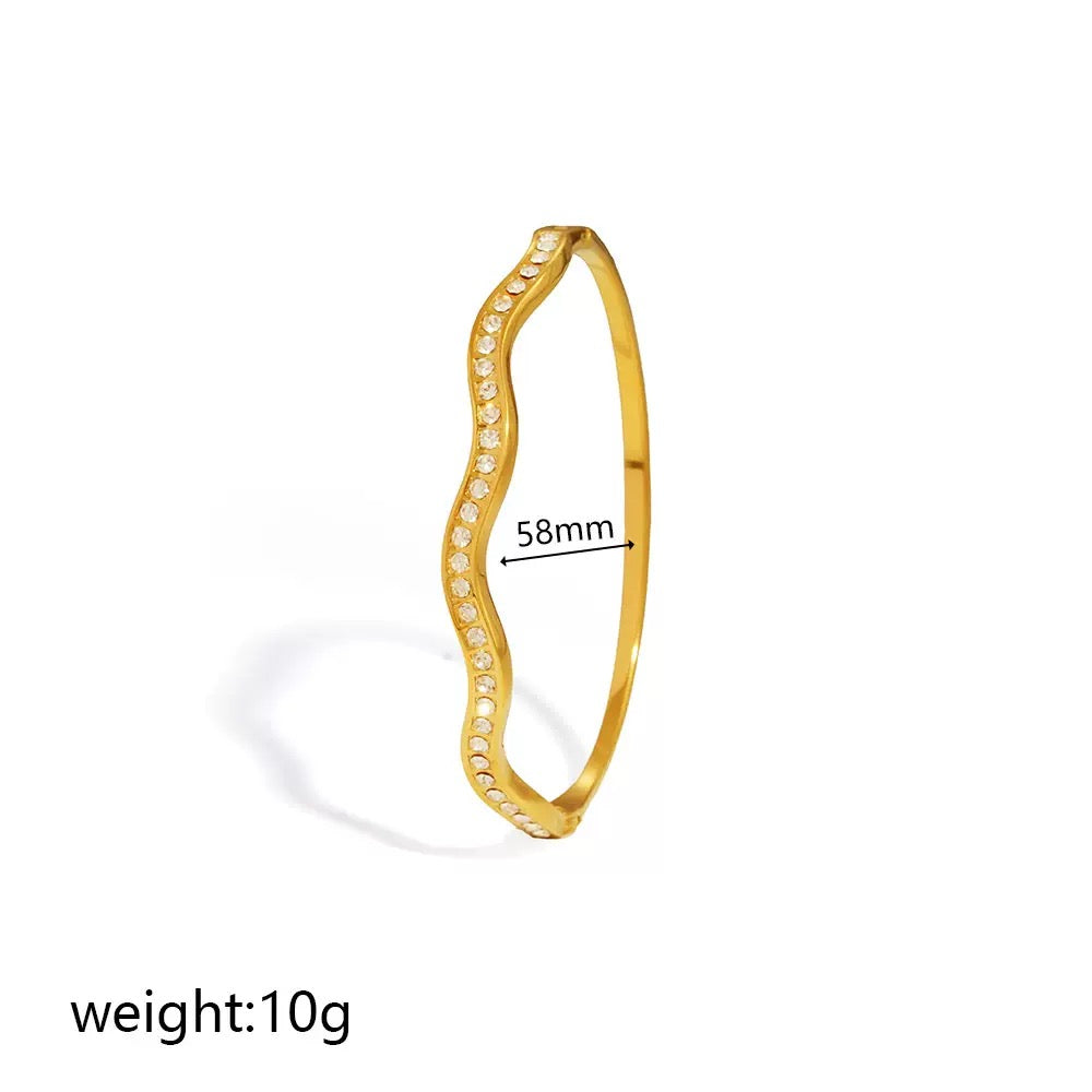 Premium Stainless Steel Adjustable Cuff Bracelet – Crystal Collection