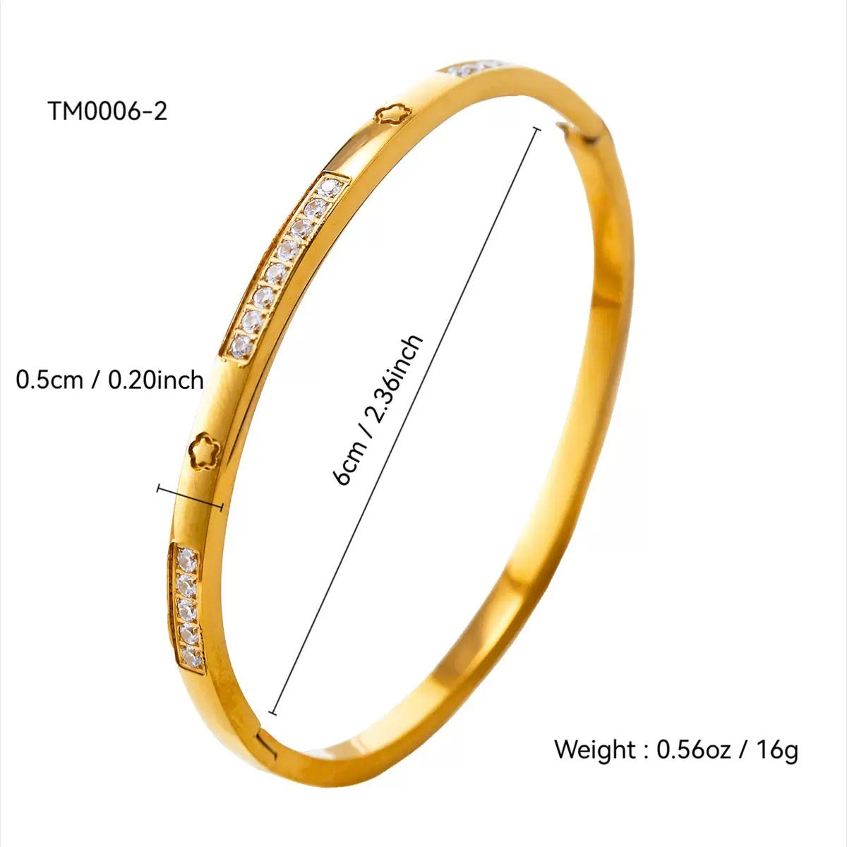 Premium Stainless Steel Adjustable Cuff Bracelet – Crystal Collection